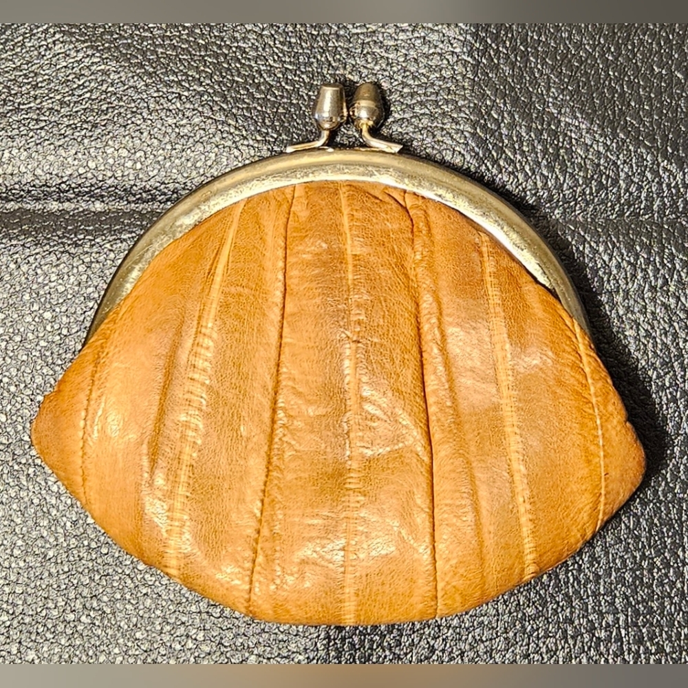 Genuine Tan Eel Skin Wallet/Change Purse